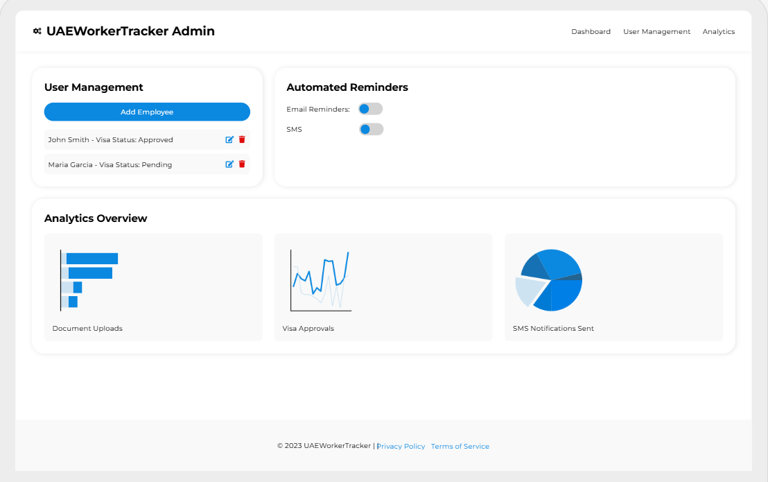 VisaTrack Pro dashboard